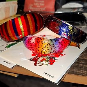 3 different style bracelets glittery colorful can fit plus size wrist